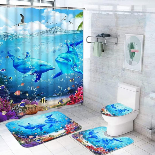 4pcs blue ocean dolphin - blue,